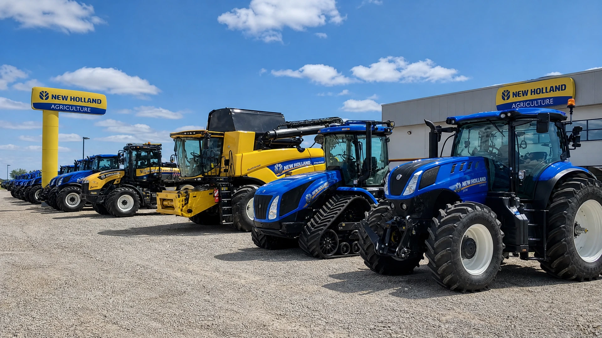 New Holland agriculture equipment in a Saskatchewan field