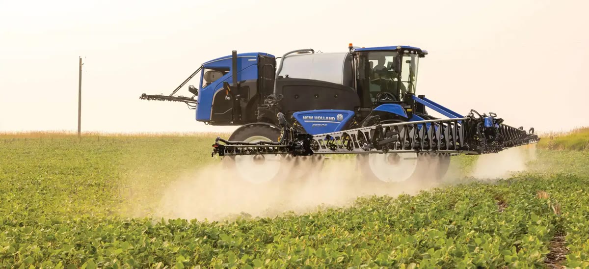 New Holland Guardian self-propelled sprayer at work in a field